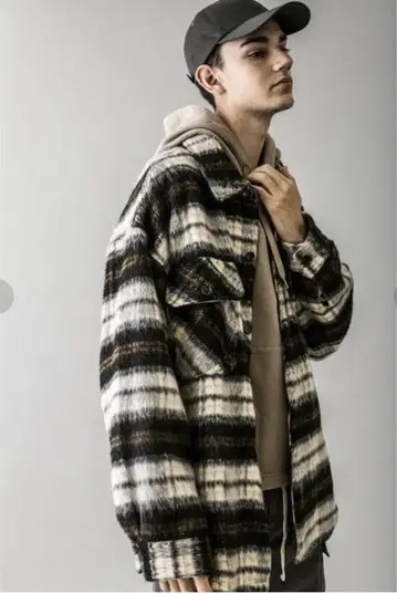 monkey time 샤기 체크 셔츠 자켓