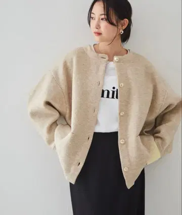 RANAN 골드 버튼 배색 니트 자켓 가디건 미사용 새상품 M