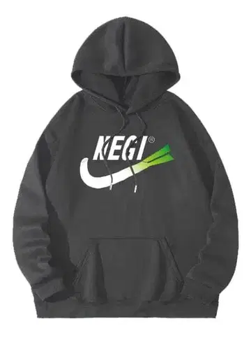 [ NEGI/플리스 후드티 블랙 S ] 네기 재미있는 패러디