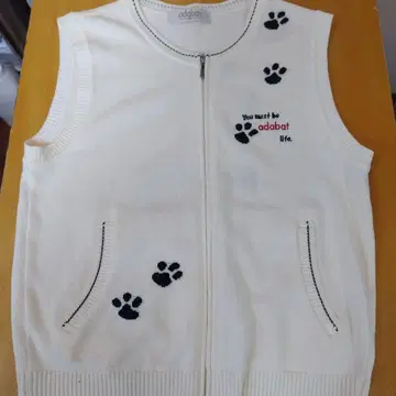 adabat 강아지 발자국 자수 집업 베스트
