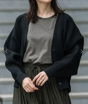 Munich 스트레치얀 스티치 니트 V넥 가디건