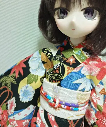 MDD용 창작 기모노 1/4 인형 미니 돌피드림 블랙 계열 일본풍 패턴