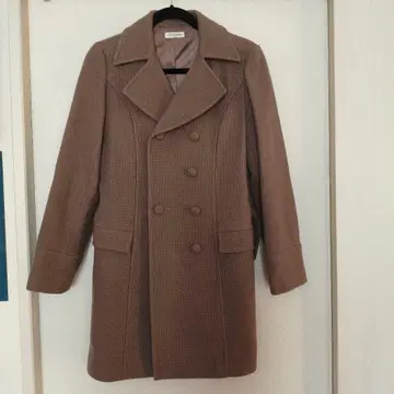 a.v.v 브라운 더블 브레스트 롱 코트