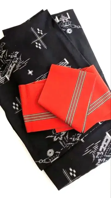 [새상품급!] 울 단의 기모노와 리버서블 반폭 오비 세트