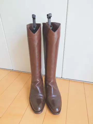 SARTORE 36 브라운 가죽 롱 부츠 슬림 핏 승마 부츠