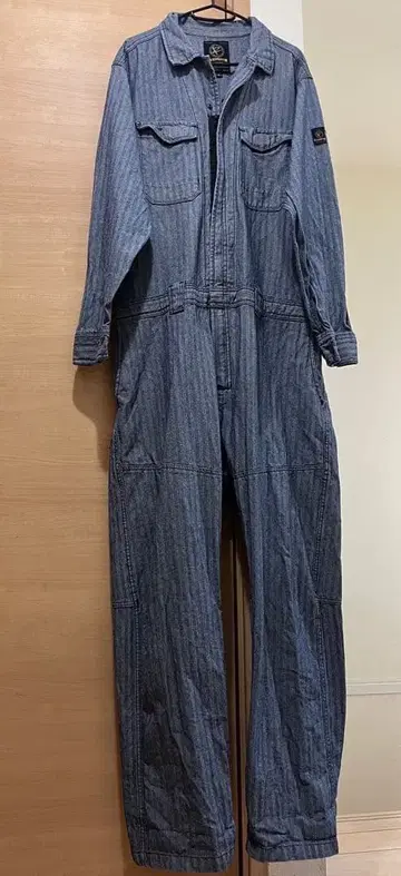 EVENRIVER 스트라이프 데님 오버롤 3L