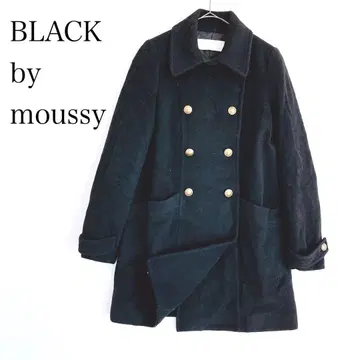 블랙 바이 마우지 캐시미어 혼방 울 코트 A라인 골드 버튼 블랙 양모