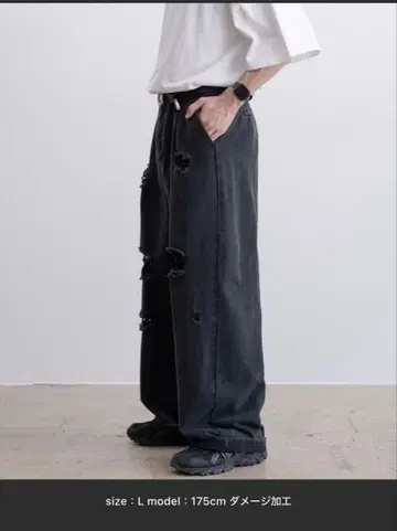 데미지 가공 블랙 워크 팬츠 L 사이즈