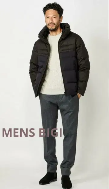 MENS BIGI 시계 부품 스웨이드 절개 볼륨 넥 다운 미사용 새상품