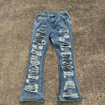 리메이크 데님 데미지 가공 y2k 플레어 데님 카모플라쥬