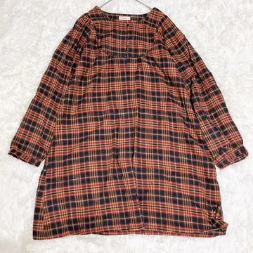 M0156 [체크 무늬 튜닉] 긴팔 버튼 달린 풀오버 면 100%