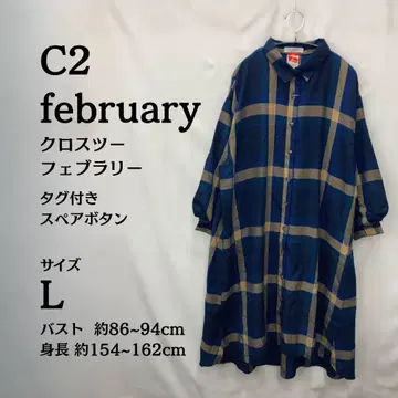 택 포함 새상품 C2 february 셔츠 원피스 L 사이즈 체크