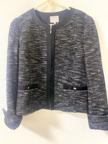 새상품급 자유구 트위드 노카라 자켓 일본제 38 모 90%