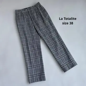 [ 38 ] LaTotalite 체크 울 테이퍼드 팬츠