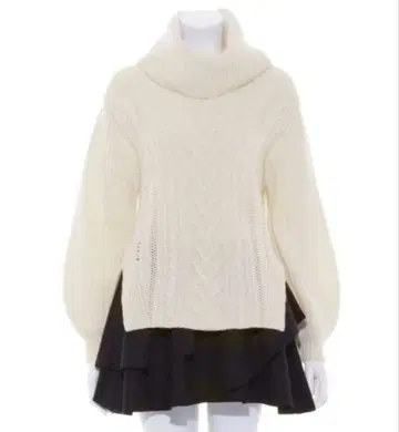 SNIDEL 터틀 니트 콤비 원피스 화이트