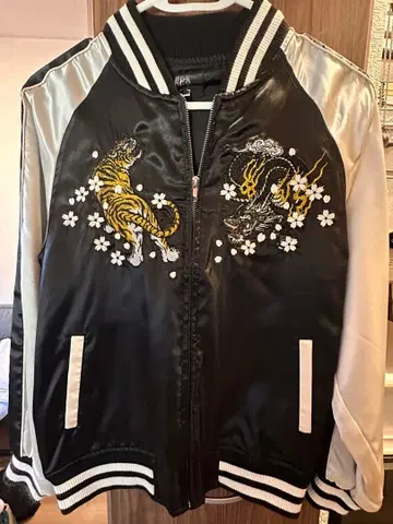 OBORO 호랑이와 벚꽃 자수 오보로 스카잔 하야마 쇼타 착용 블랙/실버