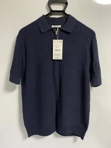 재고 세일 미사용 ZARA 네이비 피케 셔츠 M