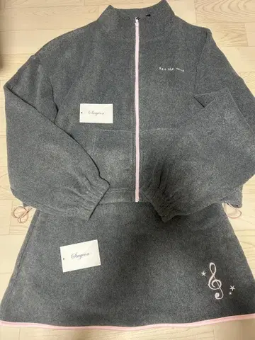 smyeon 플리스 지퍼 바이컬러 블루종 플리스 바이컬러 미니 스커트