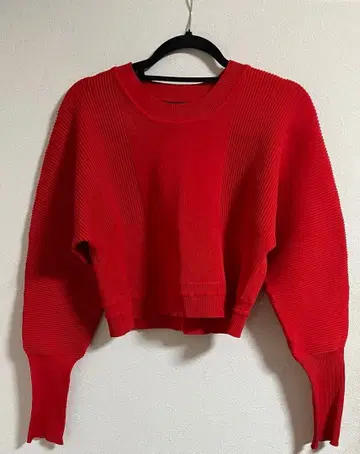 JEANASIS 리브 레드 크롭 니트