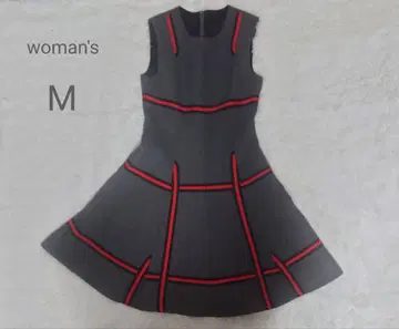 그레이 x 레드 라인 디자인 원피스 ( M ) 플레어 실루엣 미 라인