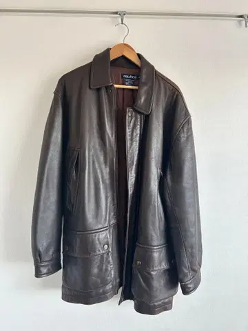 Nautica 다크 브라운 가죽 자켓 44