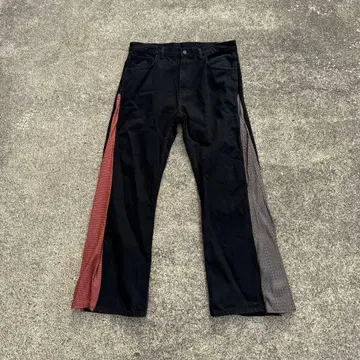 리메이크 데님 블랙 데님 와이드 팬츠 플레어 데님