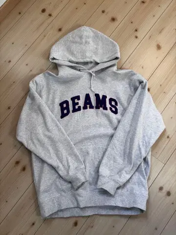 BEAMS 로고 베이직 후디 애쉬 그레이 BEAMS 후드티 XL