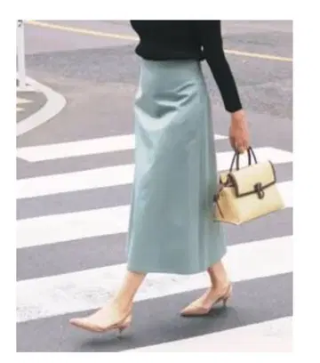 IENA 새틴 트라페즈 스커트 34 그린