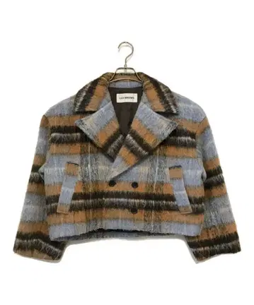 Lilybrown 더블 버튼 숏 기장 체크 코트