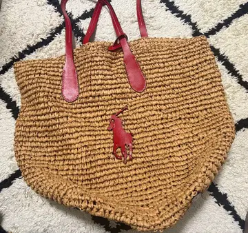 Polo 스트로우 바스켓백 베이지/레드