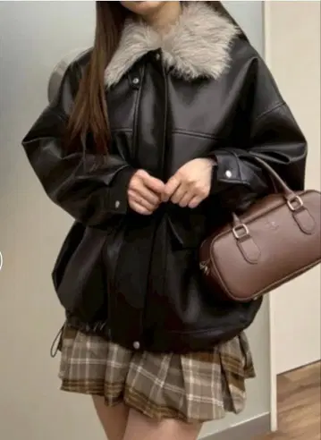 RMAF NICE CLAUP 퍼 티펫 인조 가죽 블루종