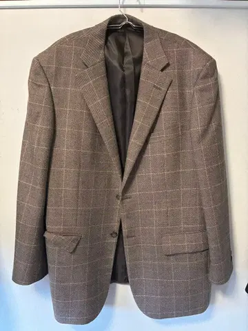 브라운 체크 무늬 테일러드 자켓