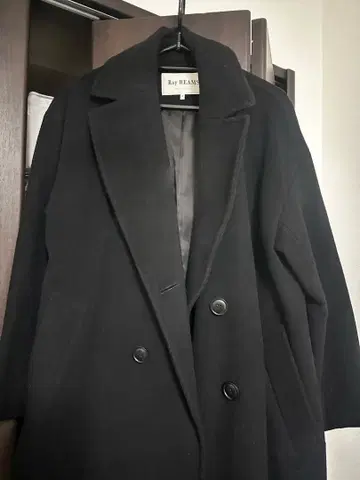 Ray BEAMS 블랙 체스터 코트