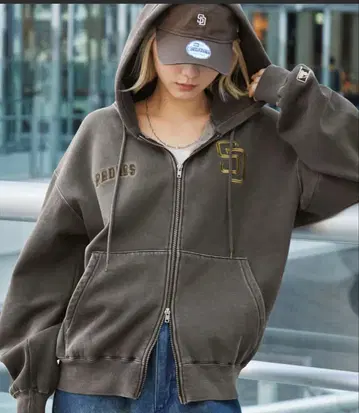 MLB 샌디에이고 파드레스 풀 집업 후드티 그레이