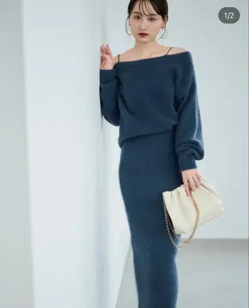 SNIDEL 니트 타이 롱 스커트