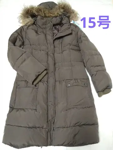 후드 부착 브라운 다운 자켓