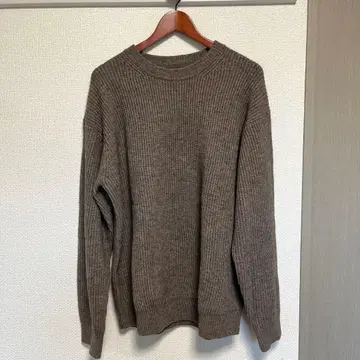 무인양품 야크 함유 울 하찌 크루넥 스웨터 신사 XL 브라운