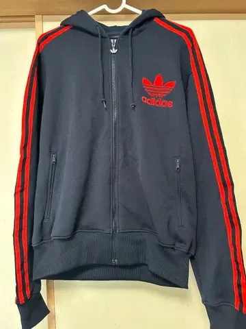 아디다스 오리지널 저지 후드티 네이비 x 레드