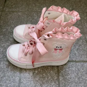 axes kawaii 플러피 베어 스니커즈 핑크