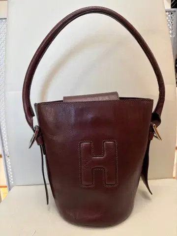 HIROFU 브라운 가죽 버킷형 핸드백