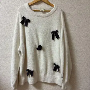 du fond de l'eau pique 화이트 니트 스웨터