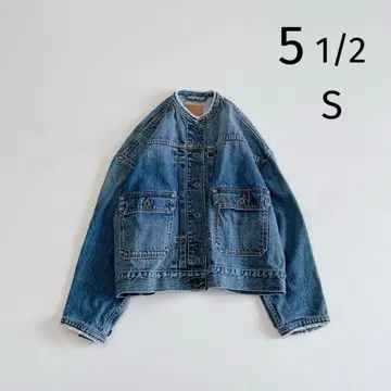스픽 앤 스팬 파이브 하프 데님 자켓 노카라 36/S