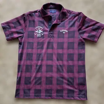 Callaway 빨간색과 검은색 체크 골프 셔츠 LL