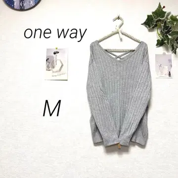 8783-1 원웨이 one way V넥 리브 니트 M 레이온 혼방