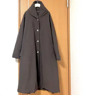 충전솜 롱 코트 숄카라 브라운 피치스킨