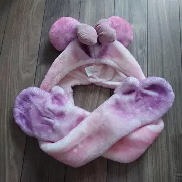 도쿄 디즈니 리조트 미니 마우스 후드 부착 머플러 핑크 그라데이션