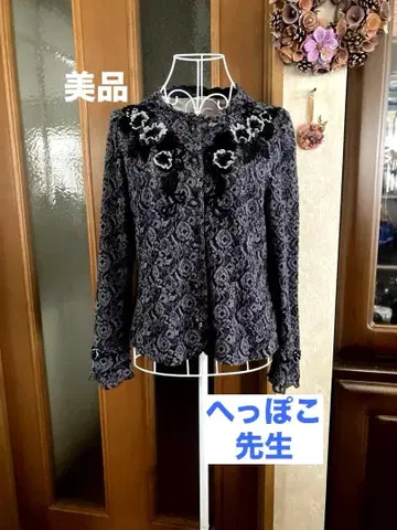 헷뽀코 선생님 멋진 자켓 가디건 / 꽃 모티브 / 일본제