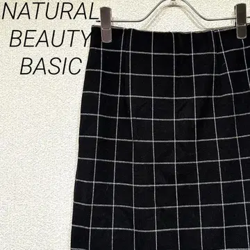 NATURAL BEAUTY BASIC 무릎 기장 타이트 스커트 체크 무늬