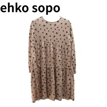 ehkasopo 꽃무늬 티어드 롱 원피스 베이지 긴팔