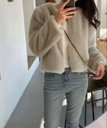 AMELY 에코 퍼 노카라 자켓